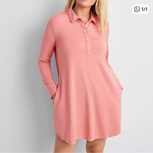 State of Day Women's Fluid-Knit Collared Sleepshirt Pink NEW
